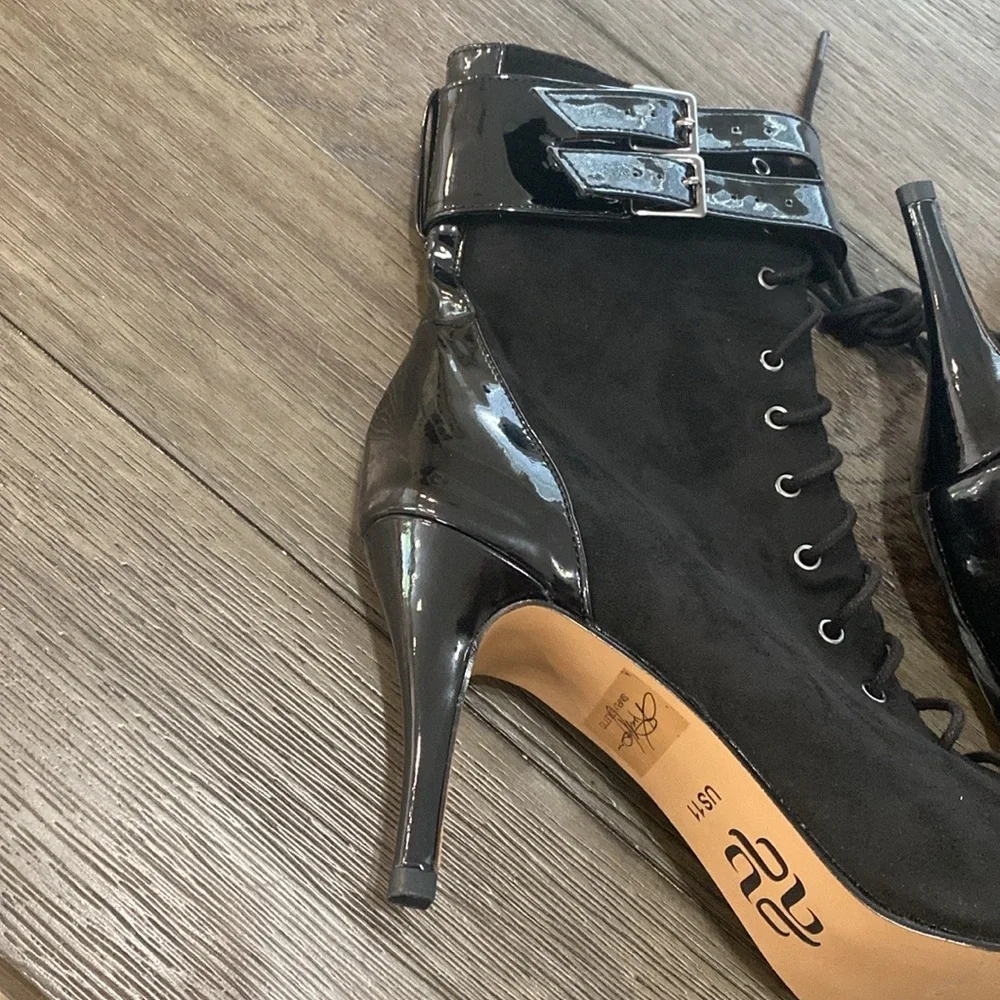 NWT BURJU Shoes Under The Influence Open Toe Lace Up Buckle Ankle Boots | 11 - Picture 10 of 11